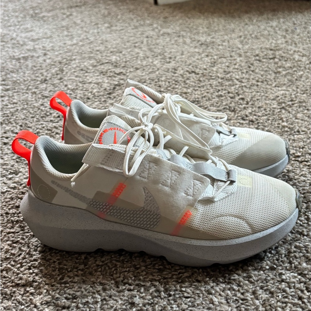 Nike Kids Sneakers White and Gray with Orange Accents